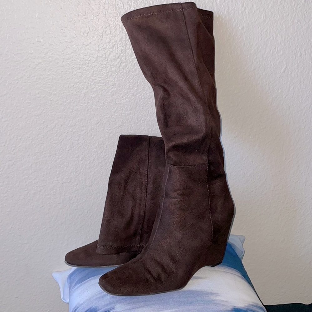 Brown suede boots